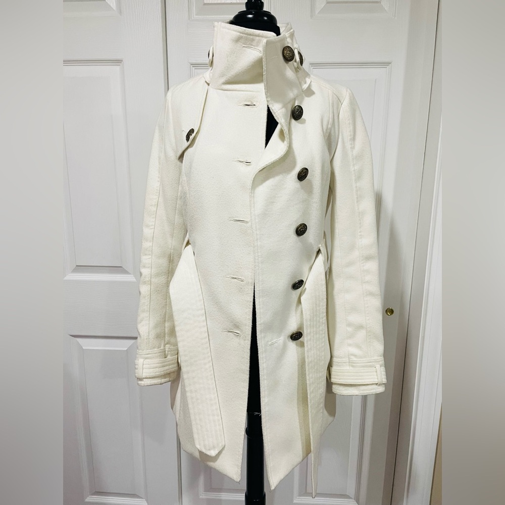 Jack Cream Double-Breasted Trench Coat Sz M
